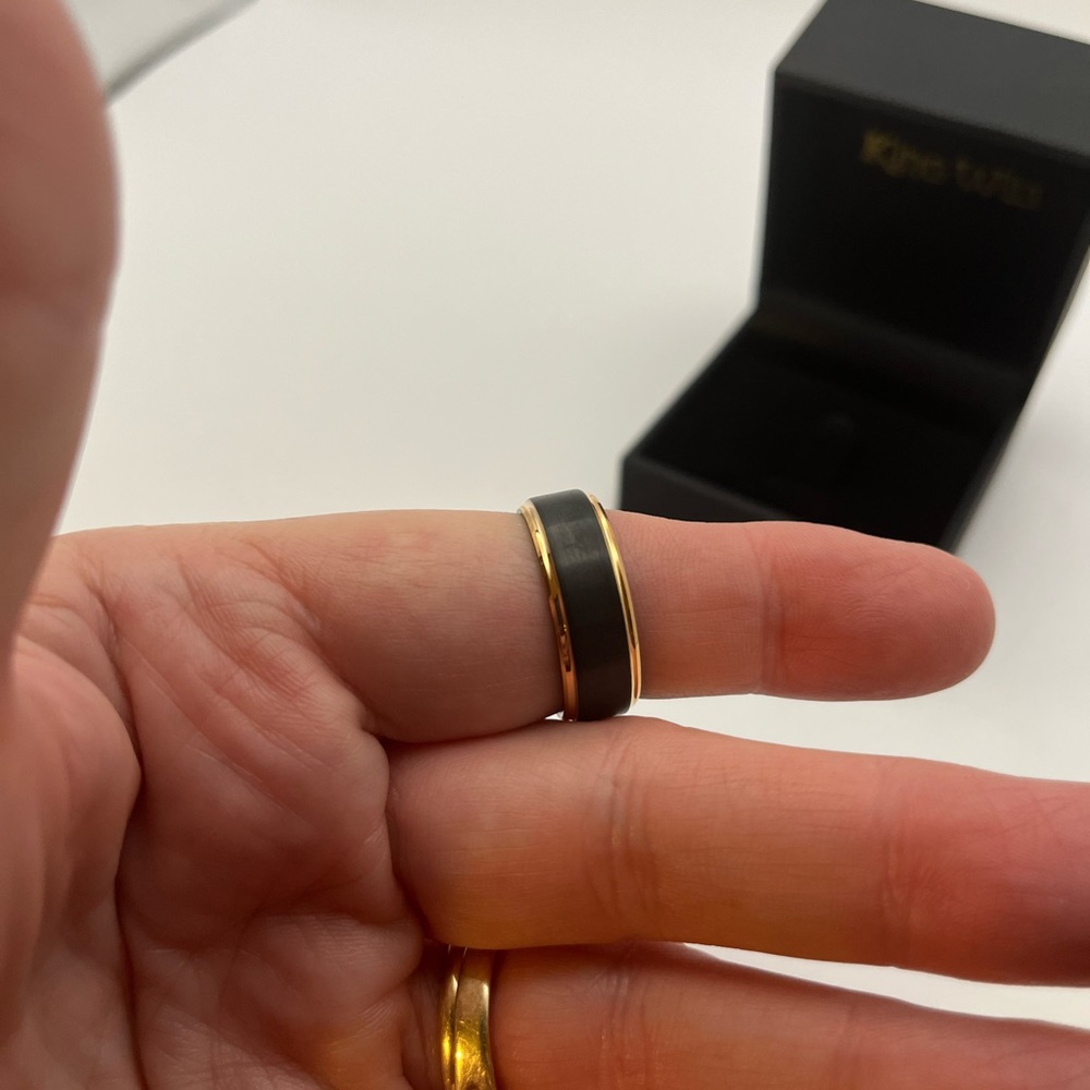 King Will Gold And Black Plated Tungsten Carbide 8mm Ring Size 10 New - Picture 7 of 16